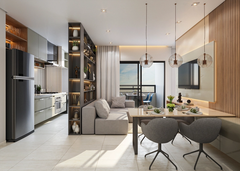 Living do apartamento decorado
